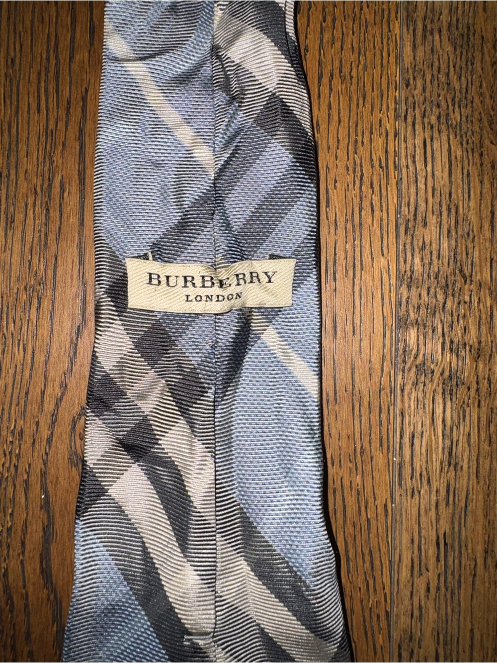 Burberry London Men’s 100% Silk Classic Plaid Tie - Light Blue - Picture 5 of 5